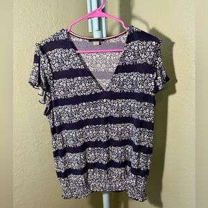 Tommy Hilfiger Floral Navy and White Women's Top